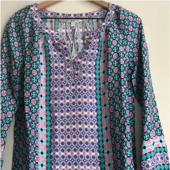 New SOUTHERN TIDE Ashlee Dress Tropical Palm Green soft geometric print beach - Picture 4 of 14